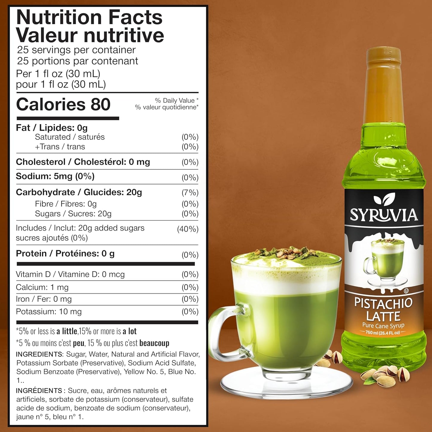 Syruvia Pistachio Latte Syrup — 25.4 fl oz (750 ml)