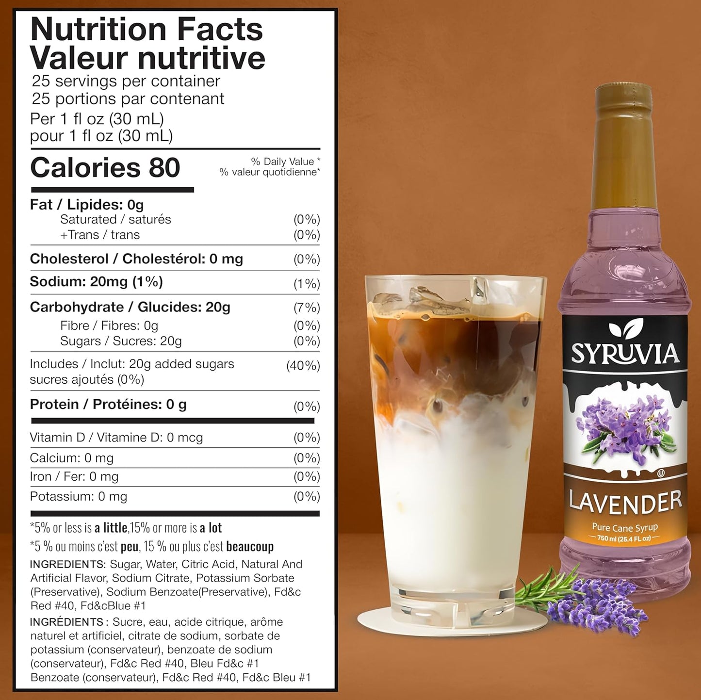 Syruvia Lavender Coffee Syrup — 25.4 fl oz (750 ml)