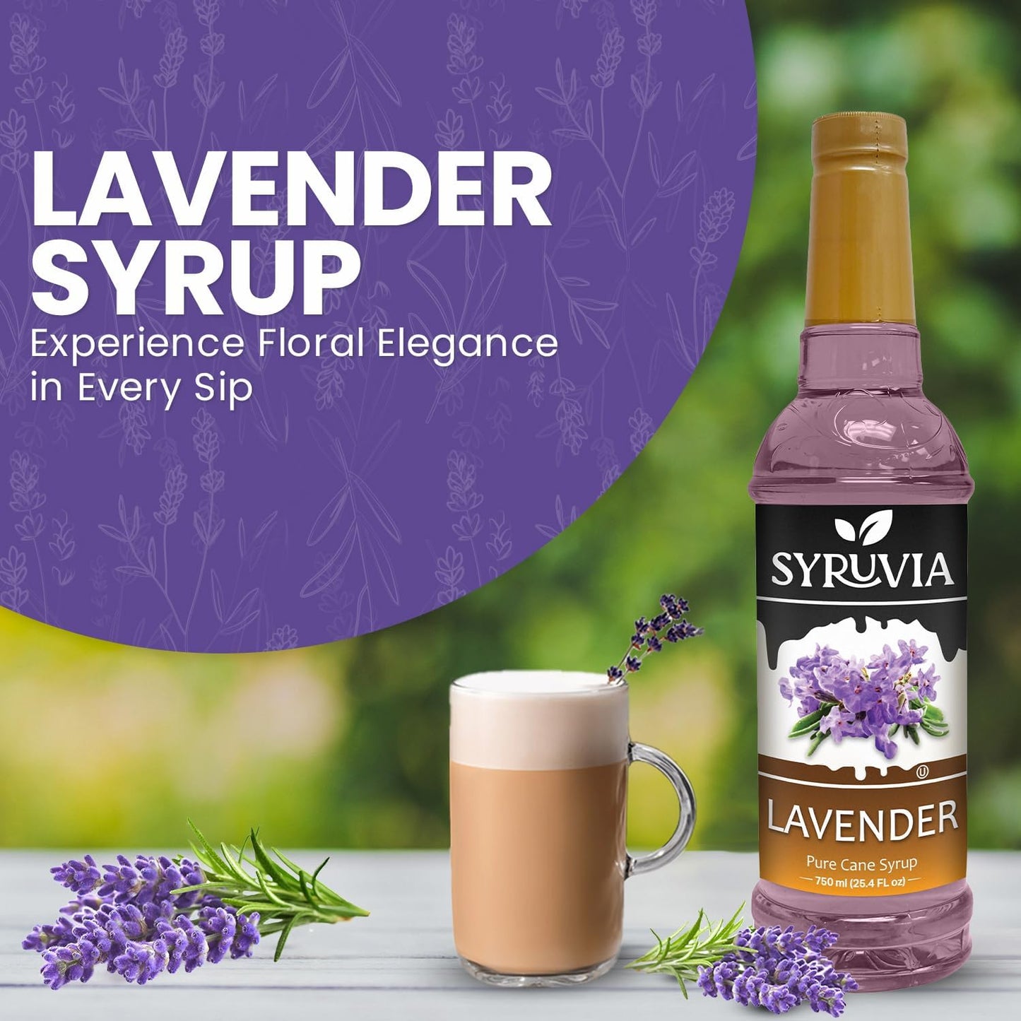 Syruvia Lavender Coffee Syrup — 25.4 fl oz (750 ml)