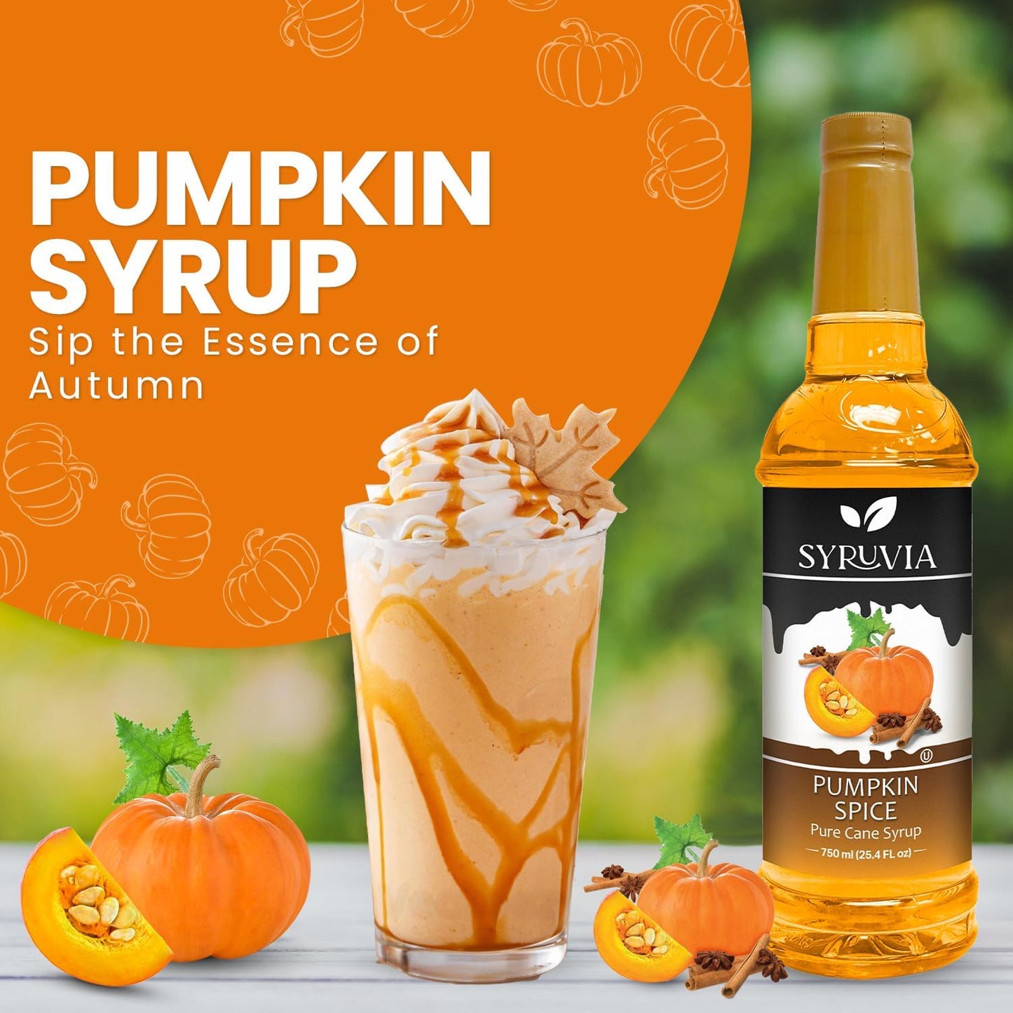 Syruvia Pumpkin Spice Coffee Syrup — 25.4 fl oz (750 ml)