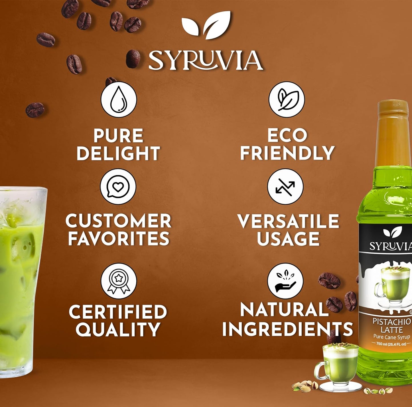 Syruvia Pistachio Latte Syrup — 25.4 fl oz (750 ml)