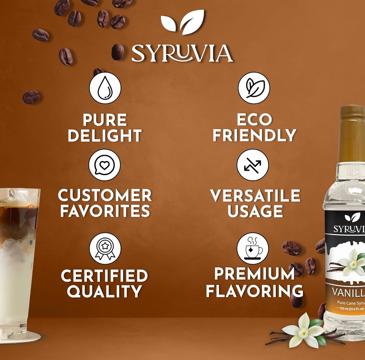 Syruvia Vanilla Coffee Syrup — 25.4 fl oz