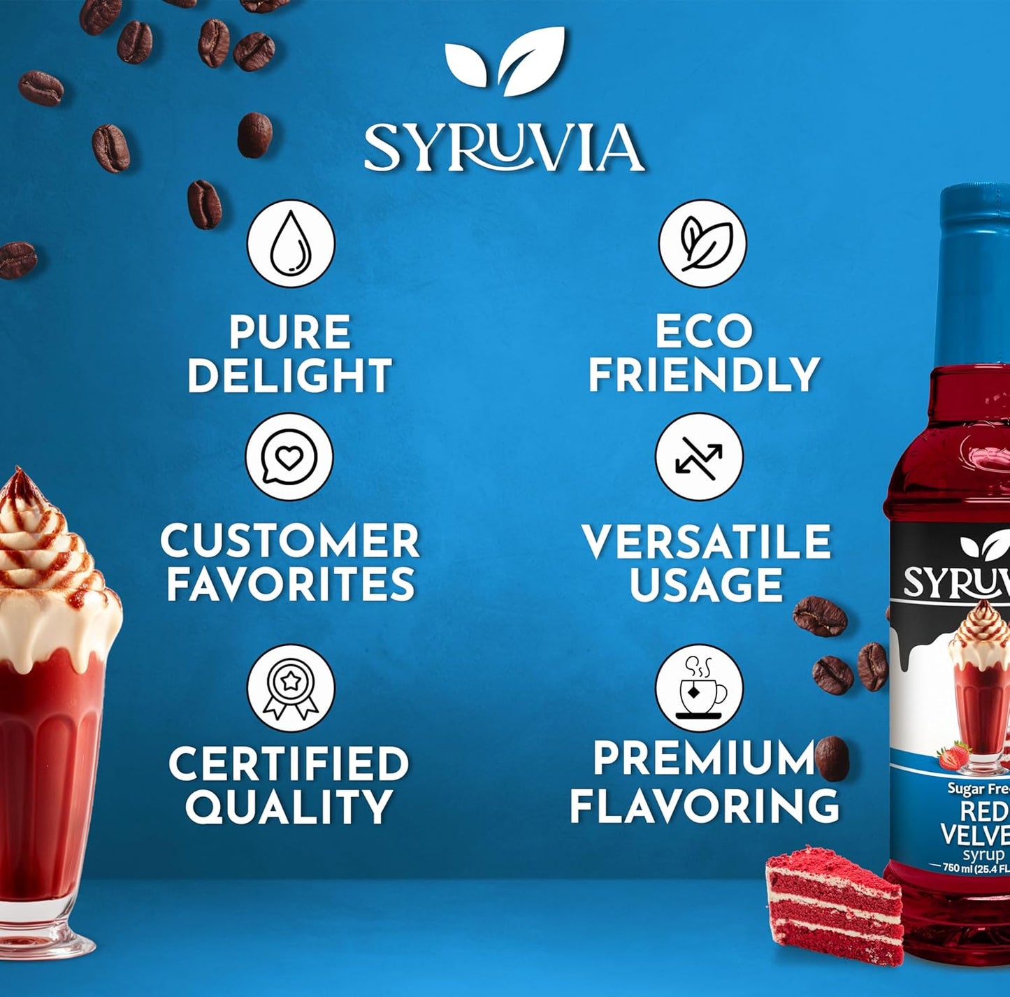 Syruvia Sugar-Free Red Velvet Coffee Syrup — 25.4 fl oz (750 ml)