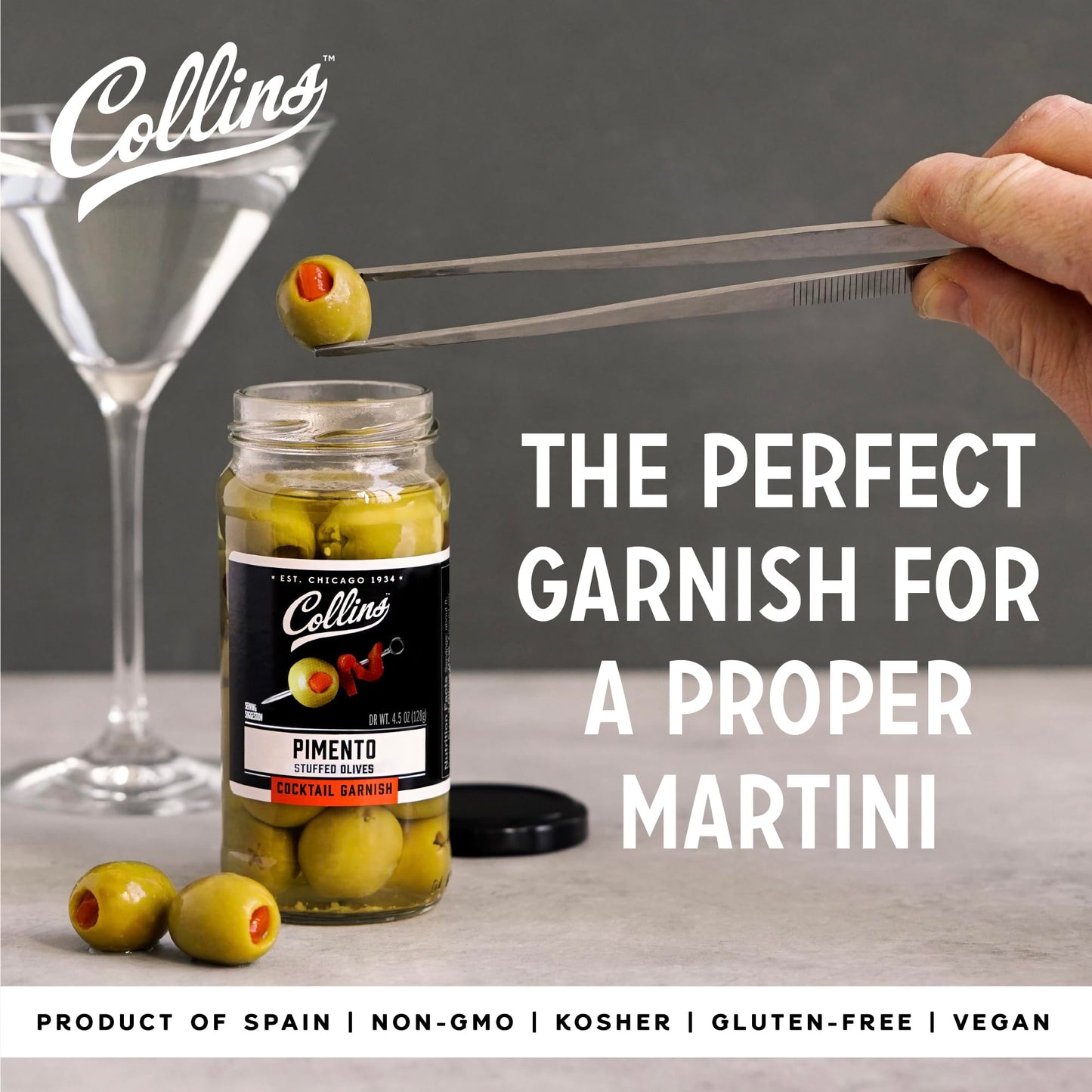 Collins Gourmet Martini Pimento Olives — 4.75 oz