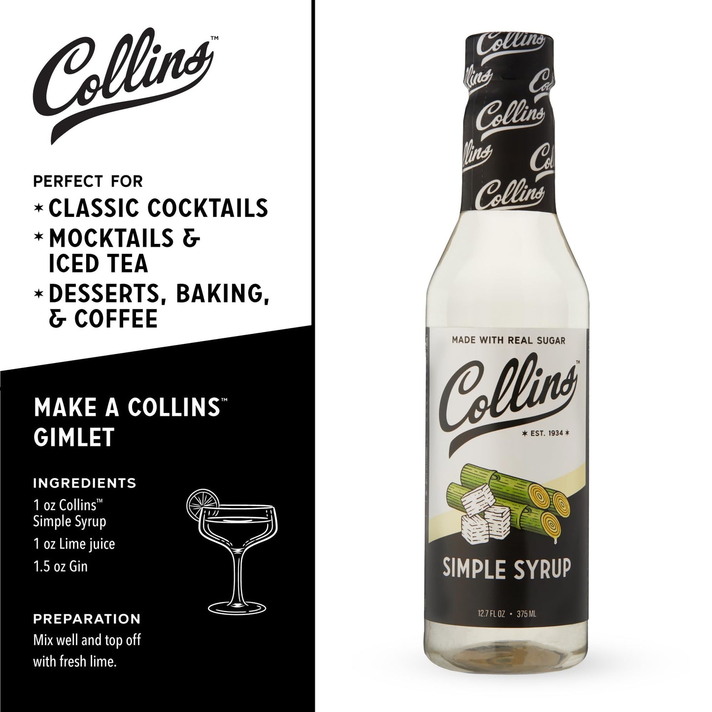 Collins Simple Syrup — 12.7 oz