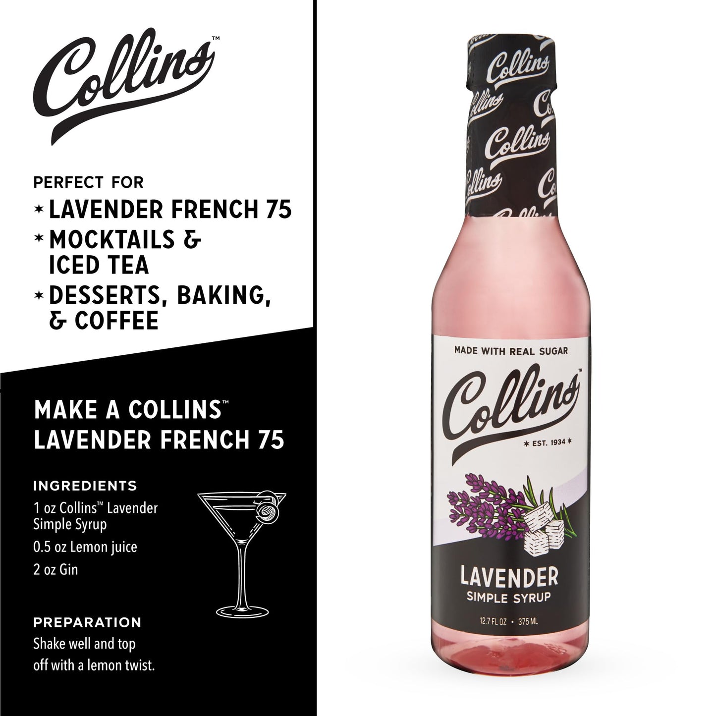 Collins Lavender Cocktail Syrup — 12.7 oz