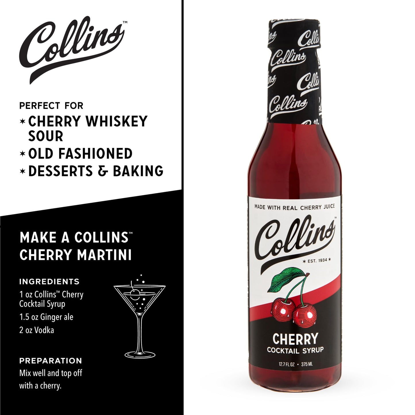 Collins C7 12.7 oz. Cherry Cocktail Syrup by Multicolor