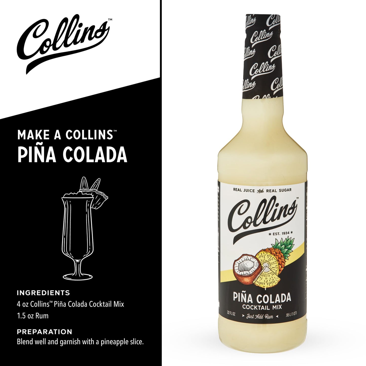 Collins Pina Colada Cocktail Mix — 32 oz