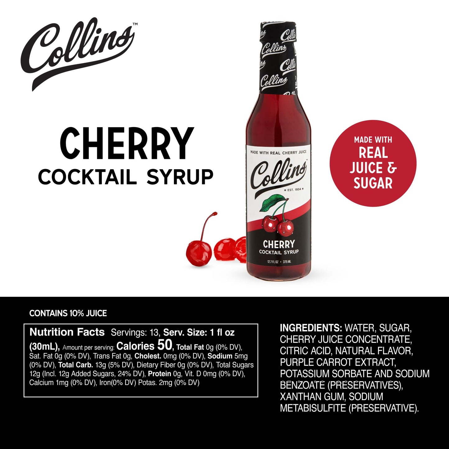 Collins C7 12.7 oz. Cherry Cocktail Syrup by Multicolor