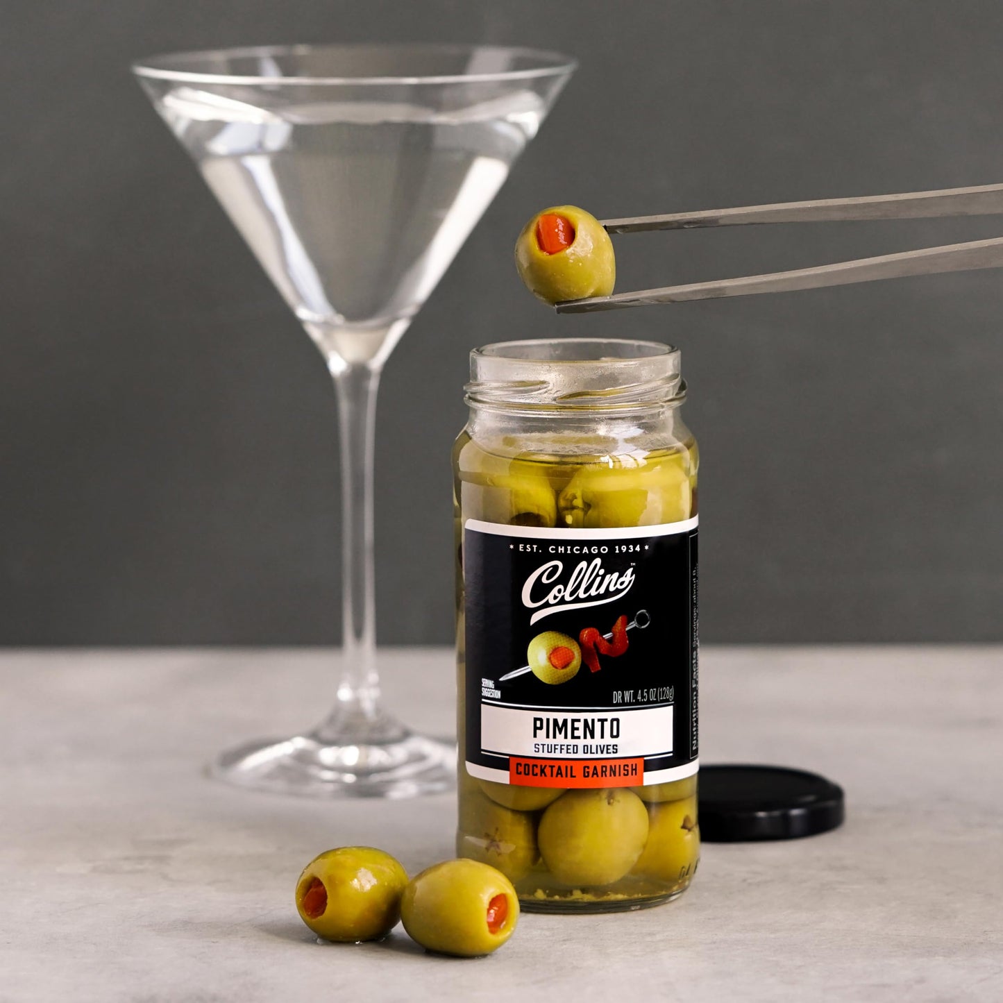 Collins Gourmet Martini Pimento Olives — 4.75 oz