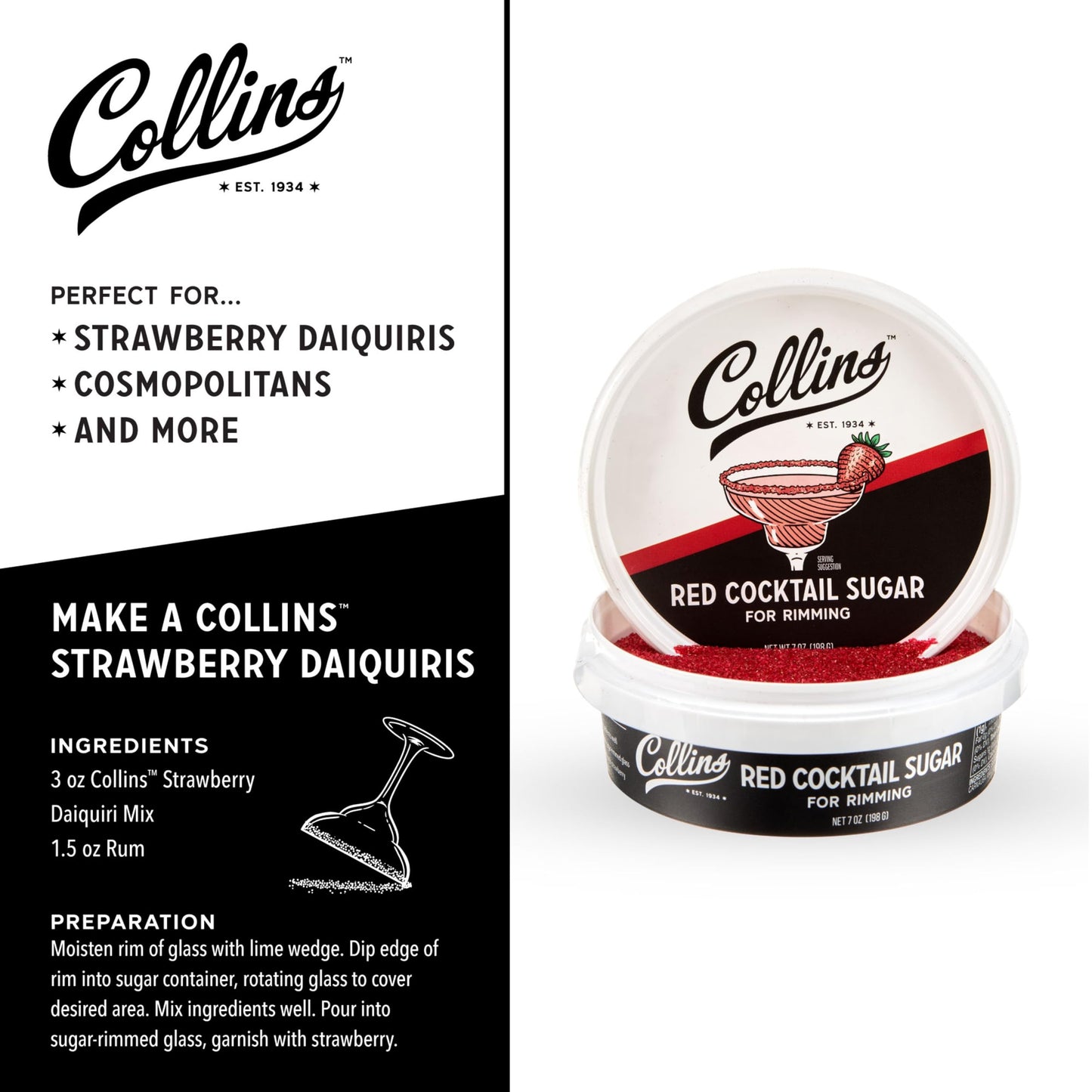 Collins Red Cocktail Sugar — 7 oz