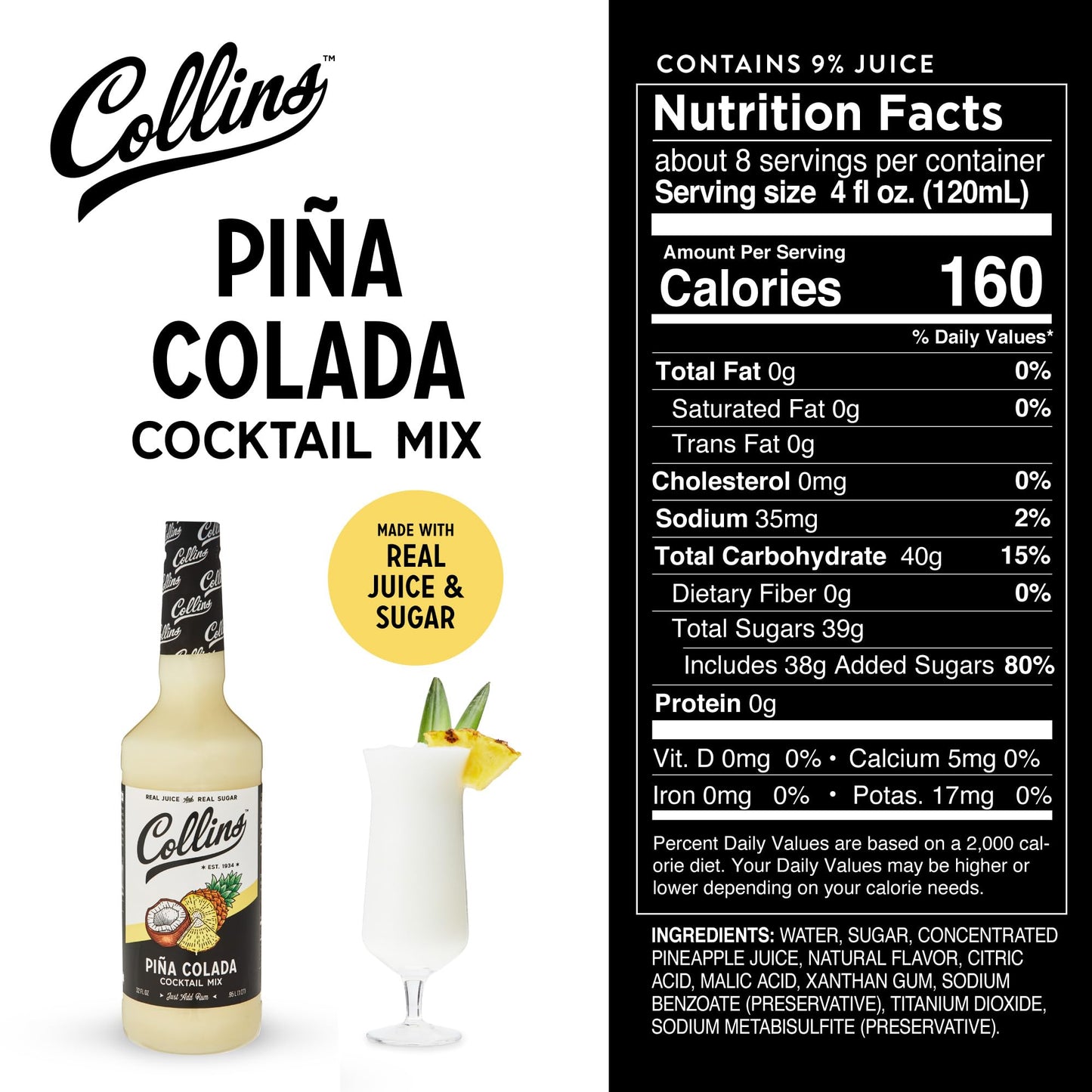 Collins Pina Colada Cocktail Mix — 32 oz