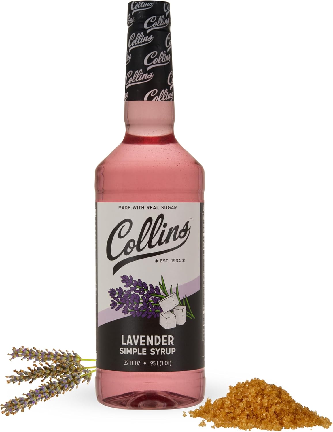 Collins Lavender Simple Real Sugar Syrups-Soda Water Flavors and Cocktail Mixers-32oz Set of 1, Clear