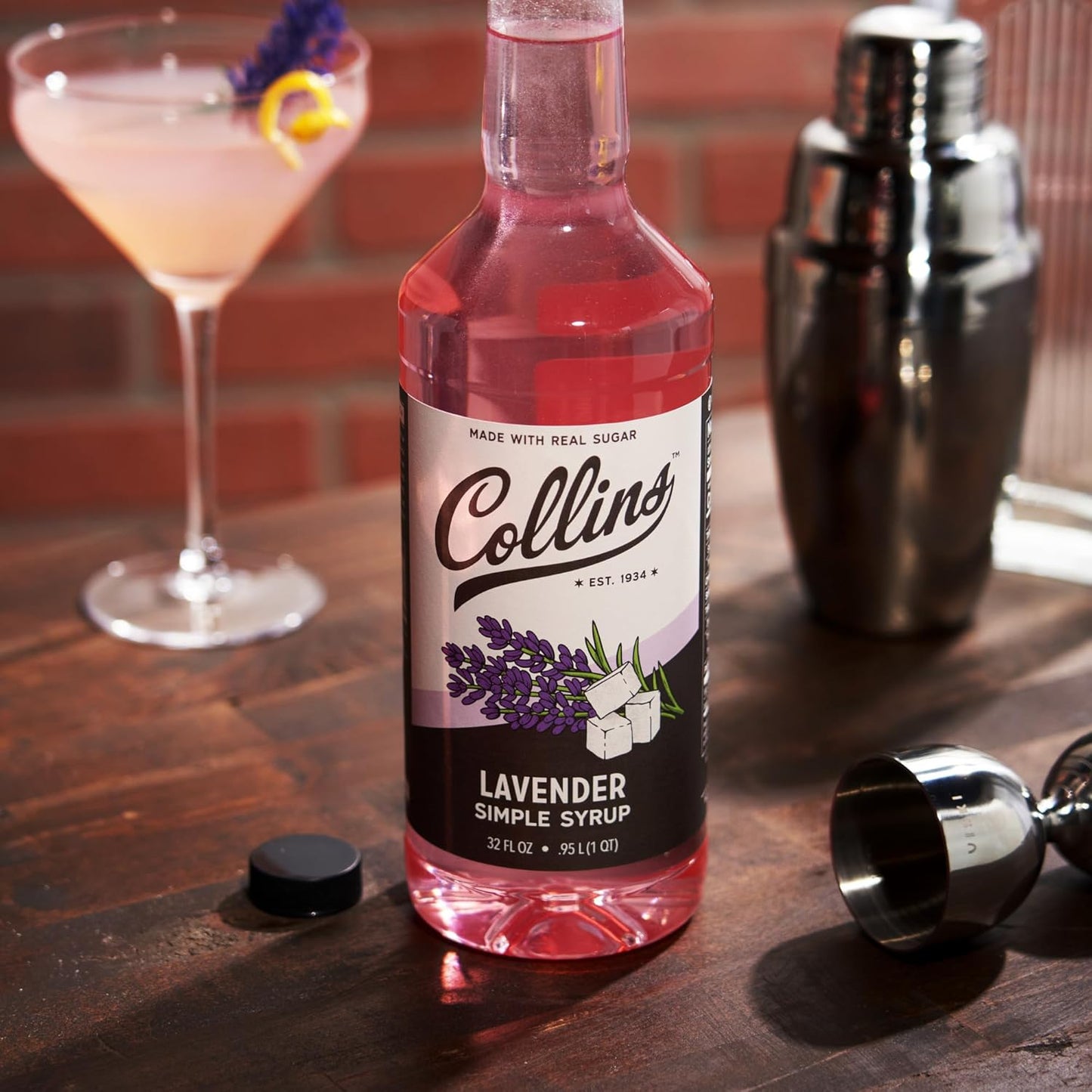 Collins Lavender Simple Real Sugar Syrups-Soda Water Flavors and Cocktail Mixers-32oz Set of 1, Clear