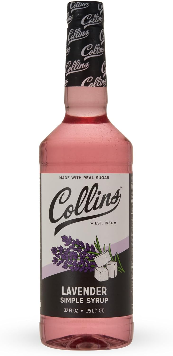 Collins Lavender Simple Real Sugar Syrups-Soda Water Flavors and Cocktail Mixers-32oz Set of 1, Clear