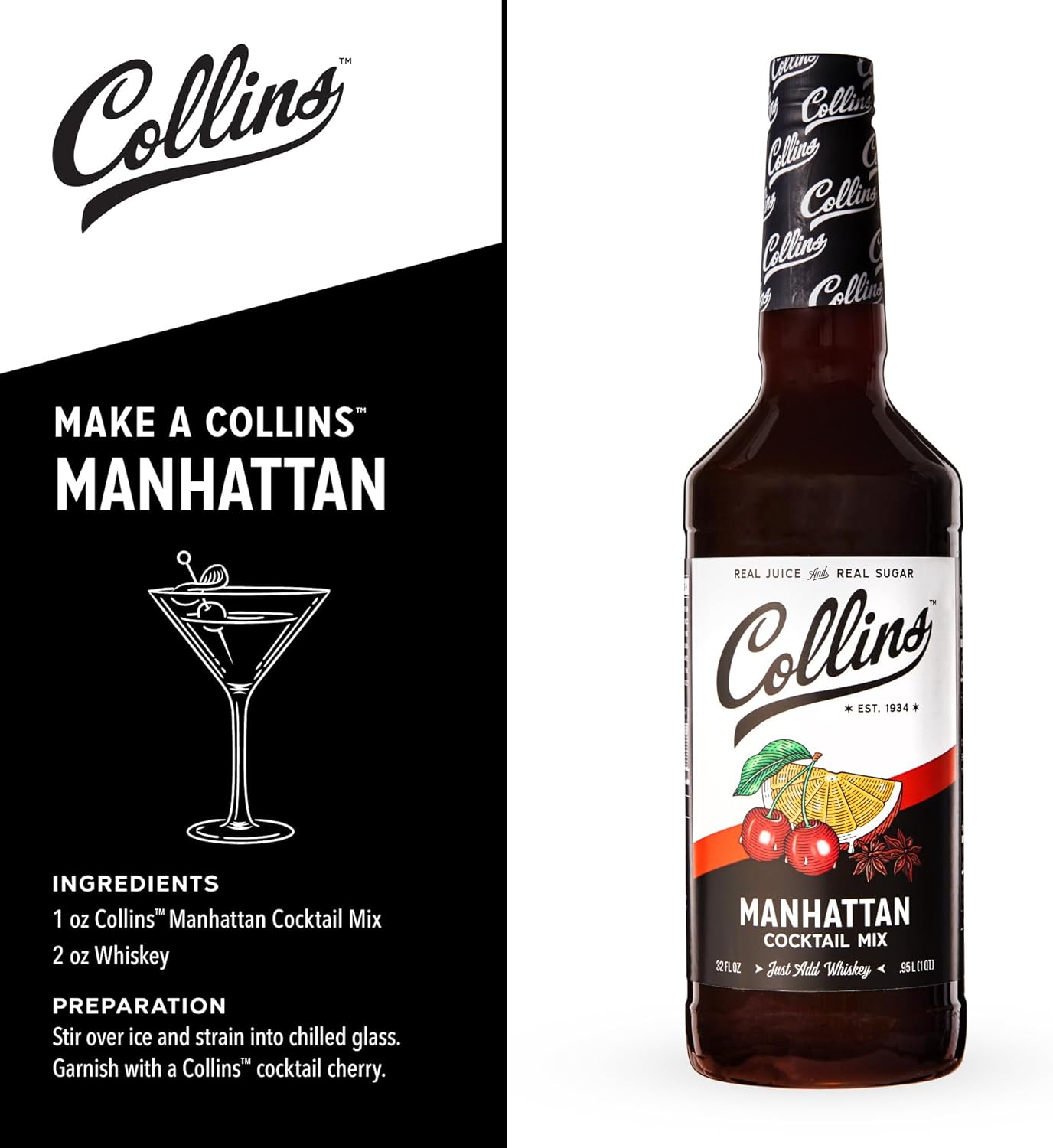 Collins Manhattan Cocktail Mix, 32.0 Fluid Ounce
