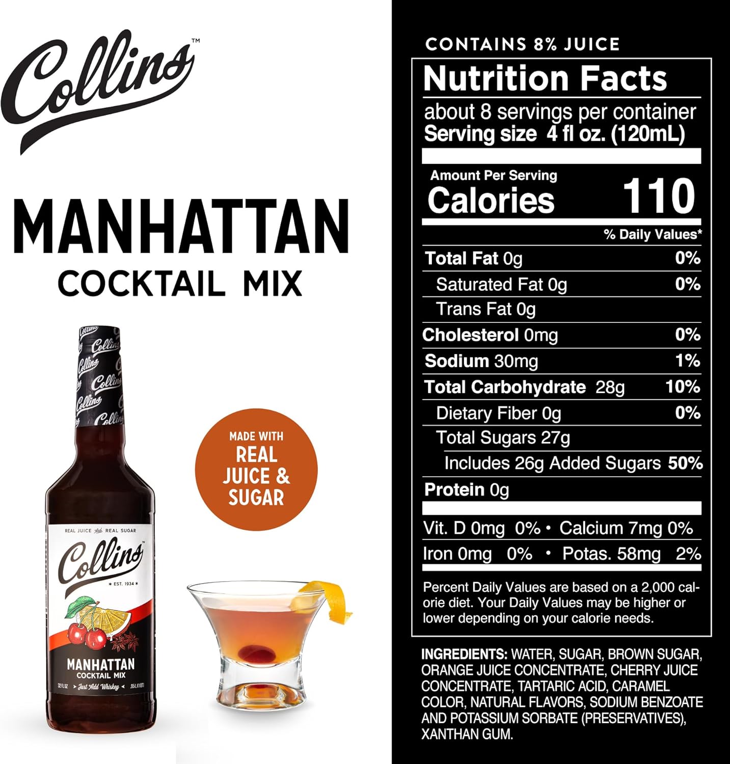 Collins Manhattan Cocktail Mix, 32.0 Fluid Ounce
