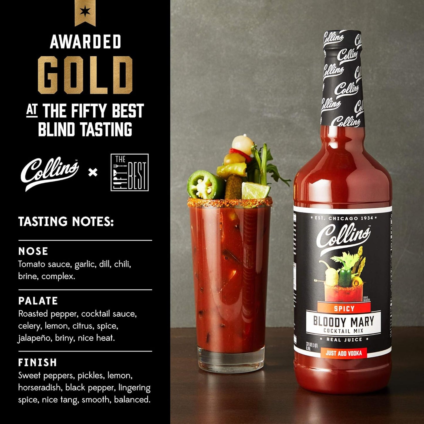 Collins Accessories Spicy Bloody Mary Cocktail Mix, 32.0 Fluid Ounce