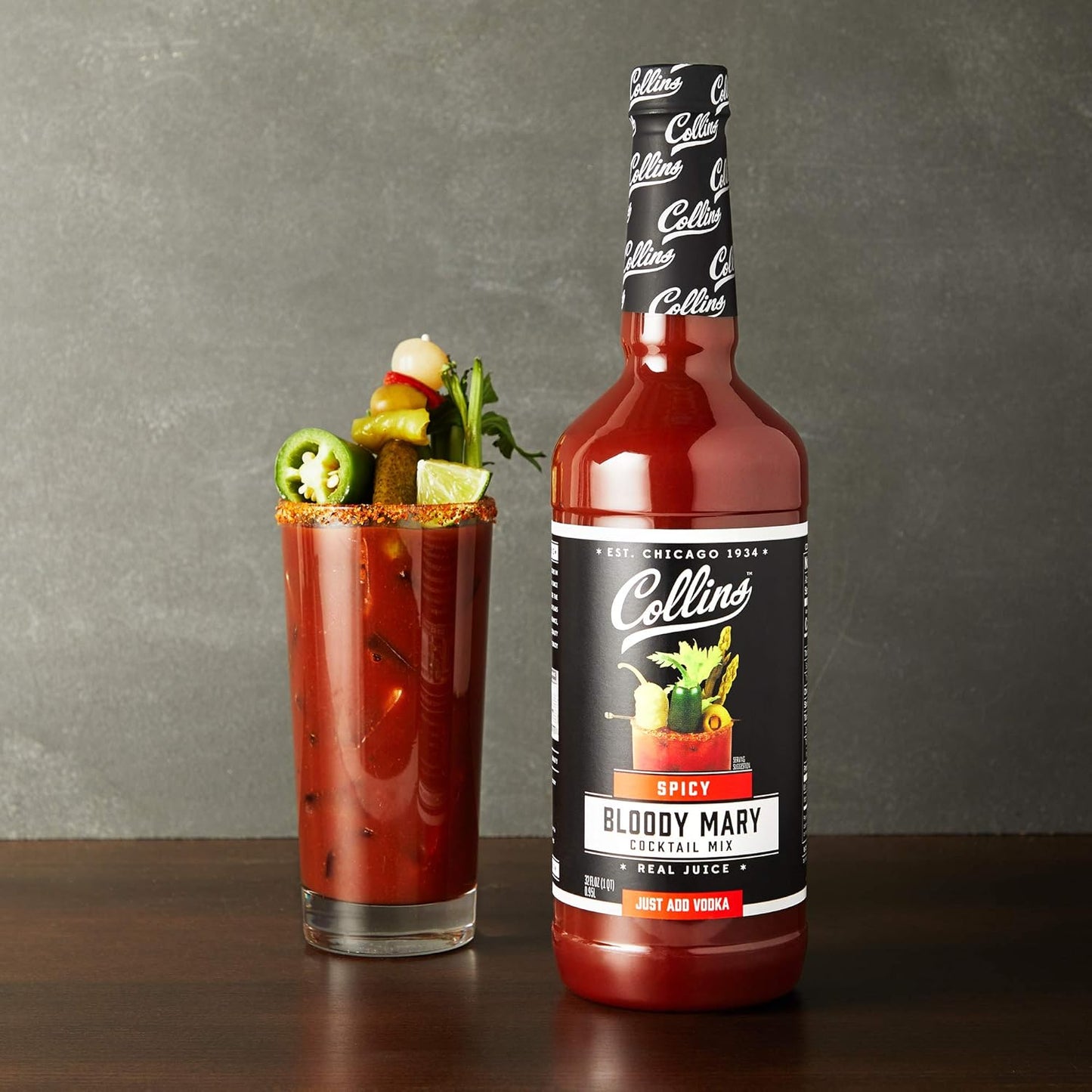 Collins Accessories Spicy Bloody Mary Cocktail Mix, 32.0 Fluid Ounce