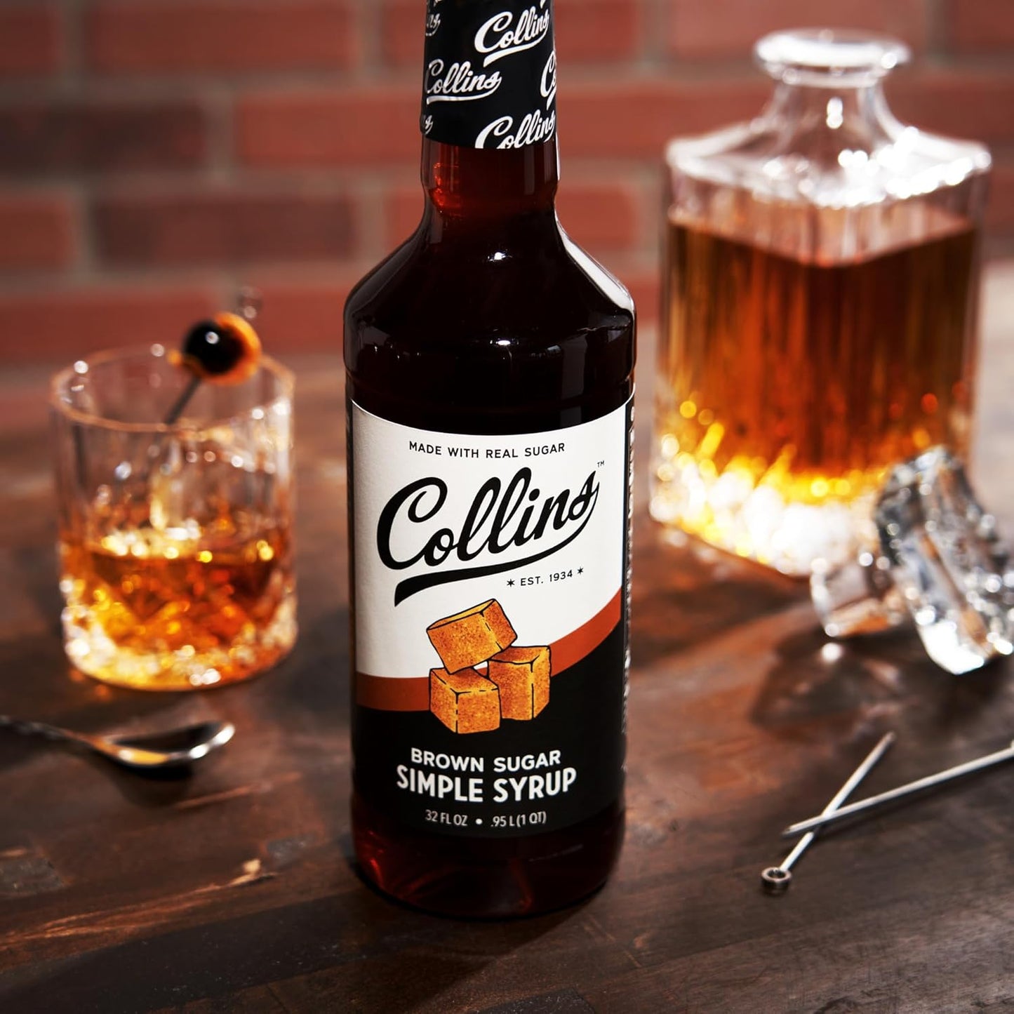 Collins Simple, Brown Sugar Coffee Cocktail Syrup 32oz Set of 1, Clear