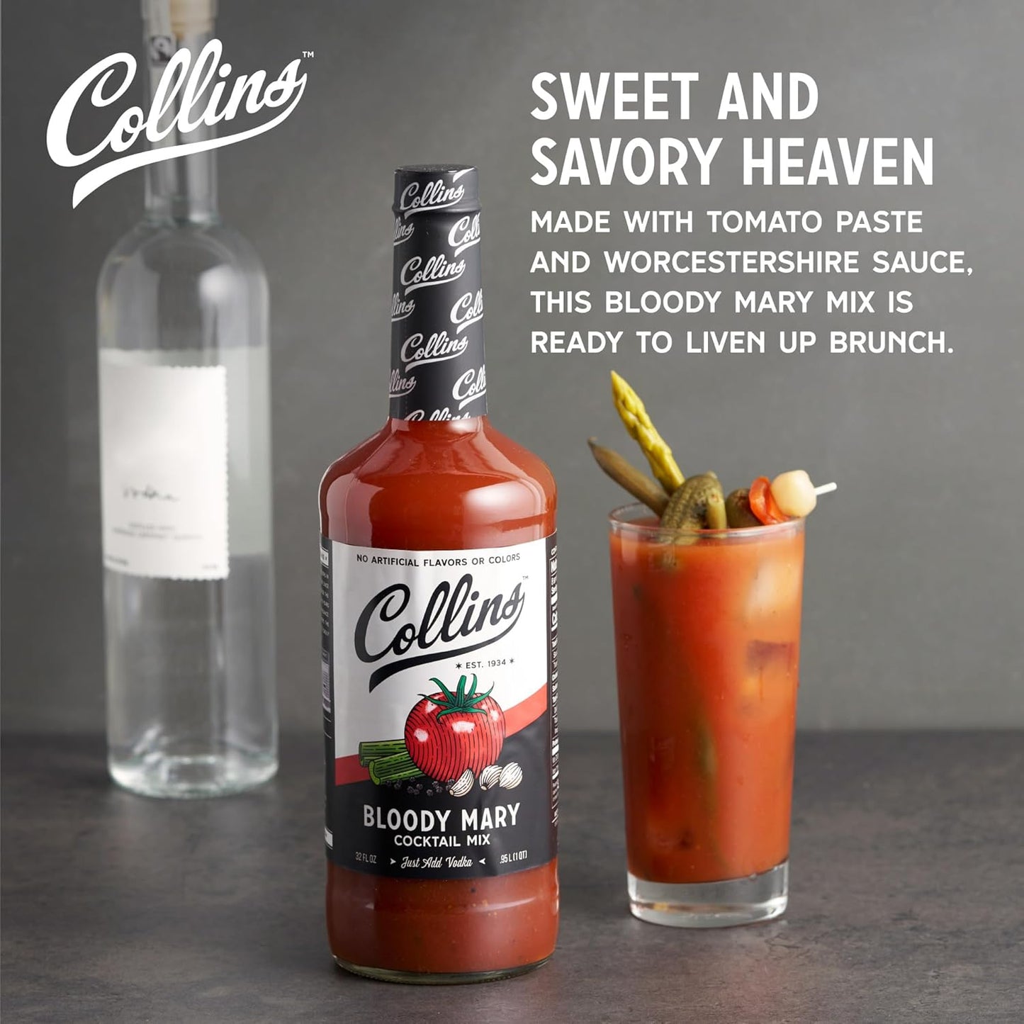 Collins 6000 32 oz. Classic Bloody Mary Cocktail Mix, Multi Colored