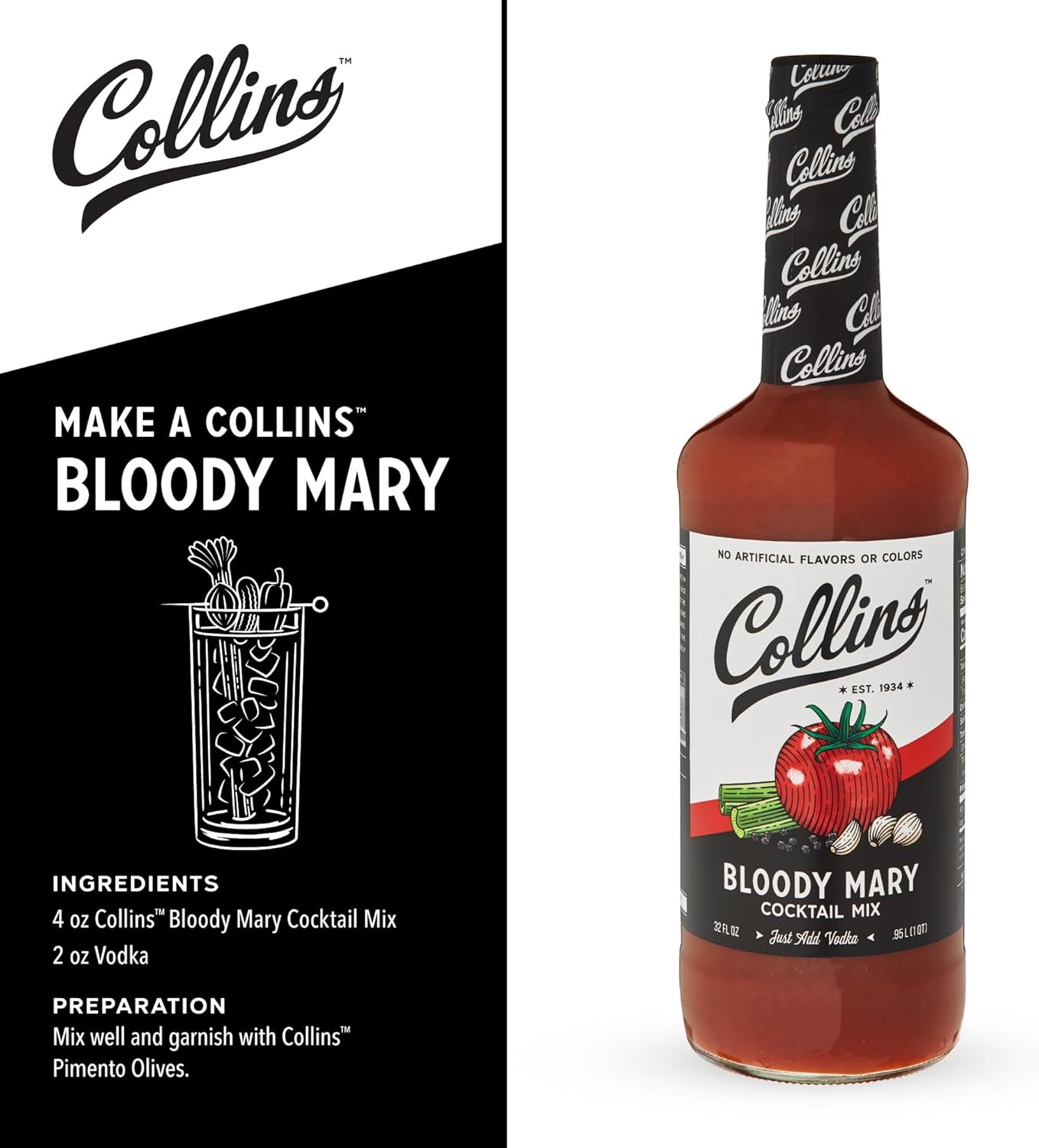 Collins 6000 32 oz. Classic Bloody Mary Cocktail Mix, Multi Colored