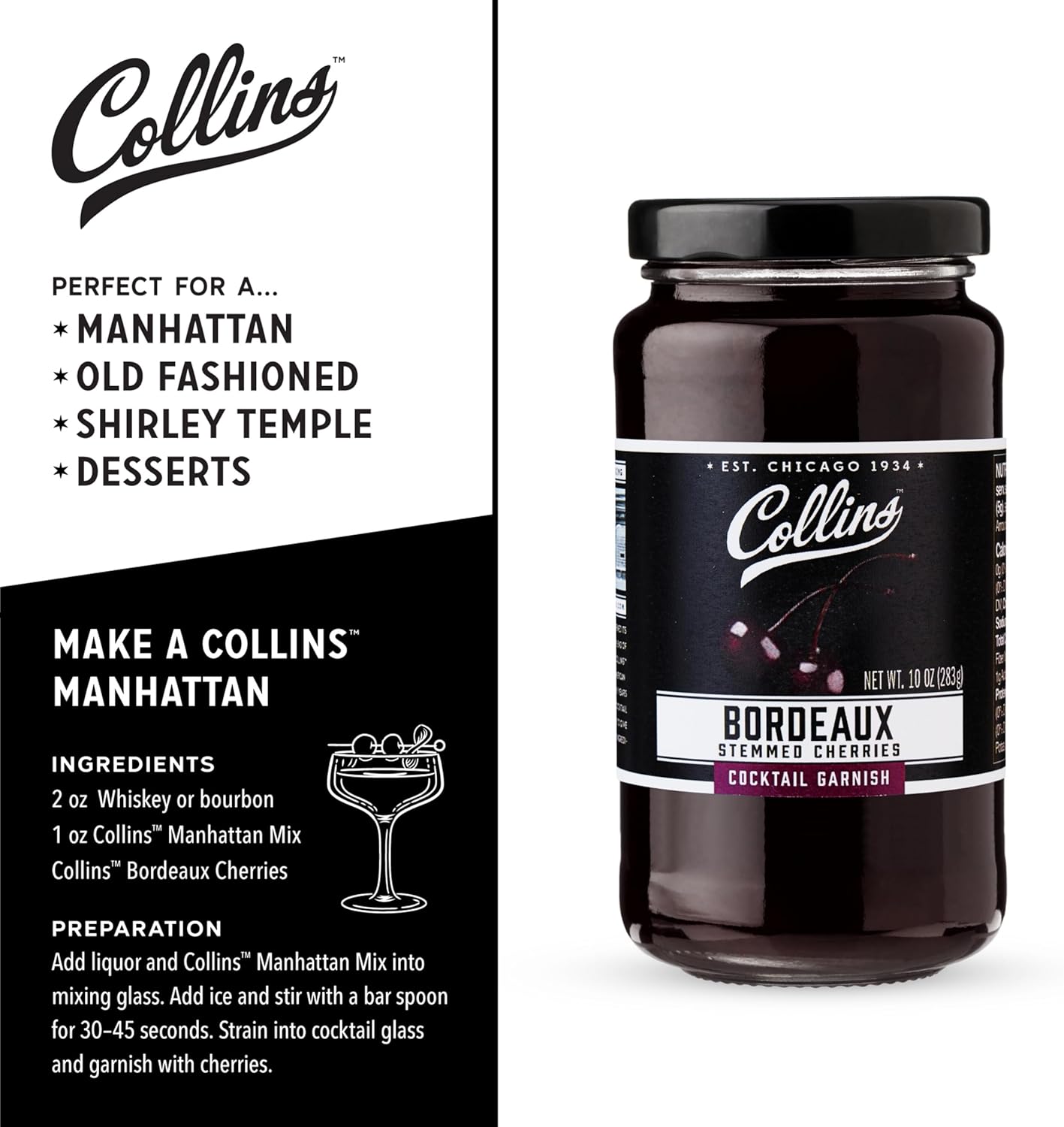 Collins Bordeaux Style Cherries — 10 oz