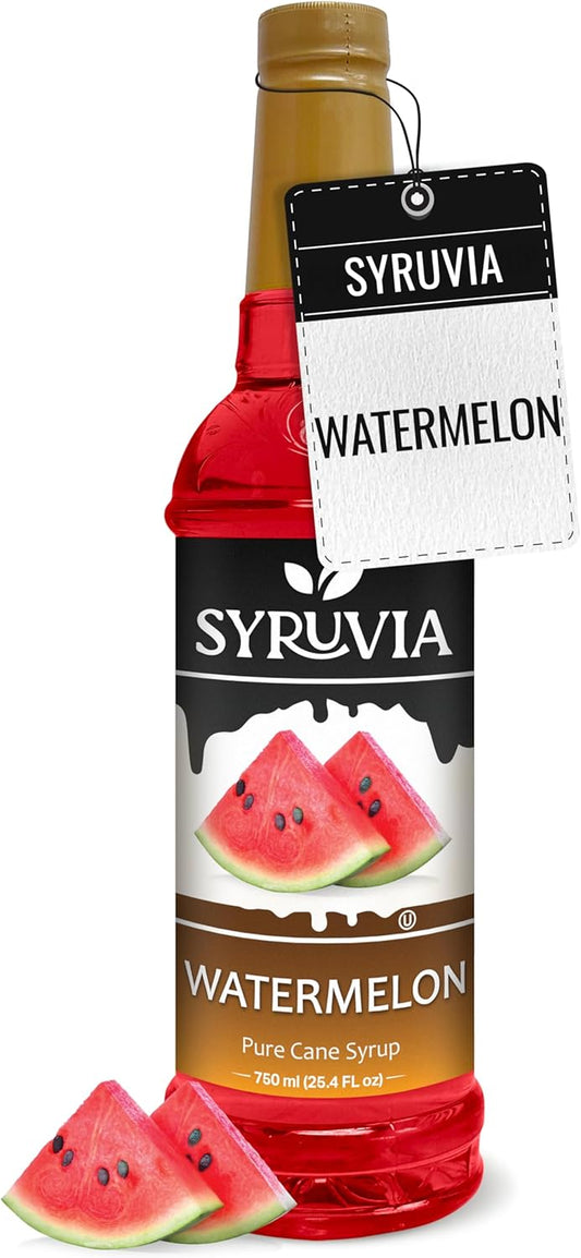 Syruvia Watermelon Syrup (25.4 fl oz) - Refreshing Watermelon Flavor in Every Drop – Kosher, Gluten-Free, Perfect for Elevating Your Culinary and Beverage Adventures