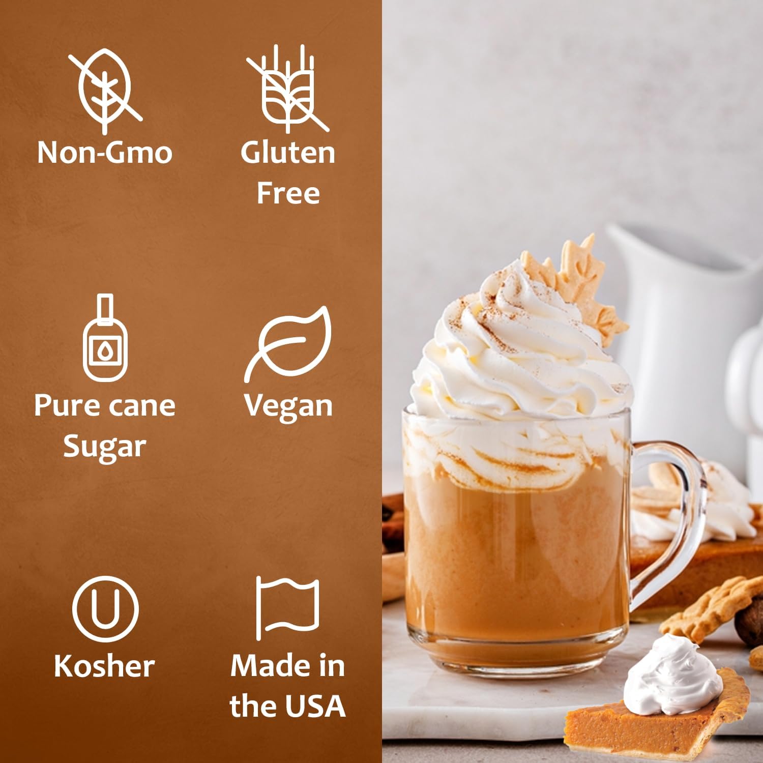 Syruvia Pumpkin Pie Syrup for Coffee – Delicious Pumpkin Pie Coffee Syrup, 25.4 fl oz, Kosher, Gluten Free, Perfect for Coffee, Drinks, Desserts, and More, No Coloring