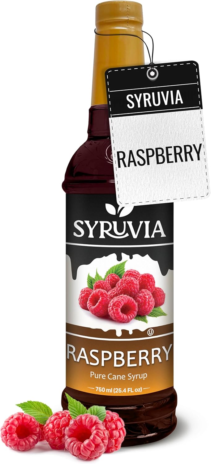 Syruvia Premium Raspberry Syrup - 25.4 fl oz Kosher Raspberry Syrup For Drinks, Dessert, Soda, Smoothies, Gluten-Free, Non-GMO Flavor