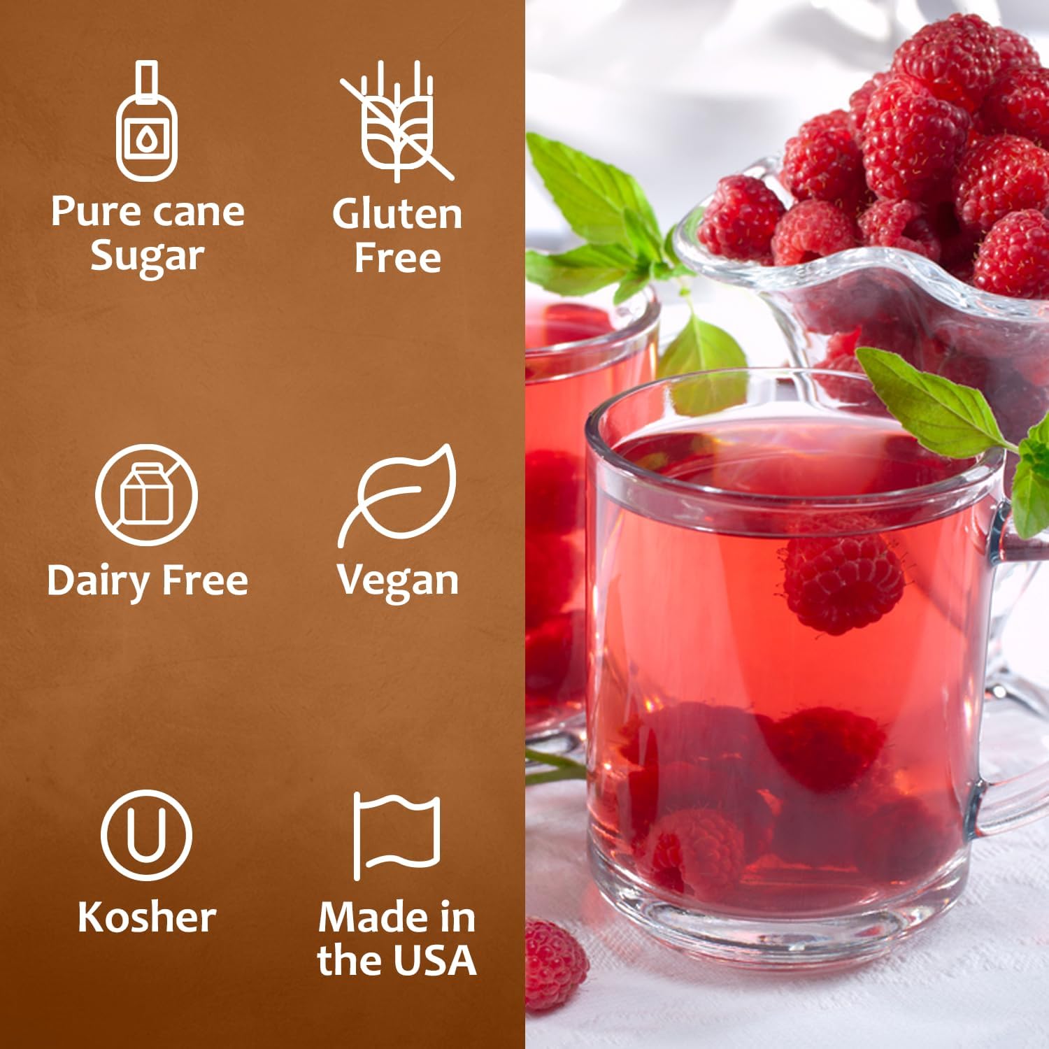 Syruvia Premium Raspberry Syrup - 25.4 fl oz Kosher Raspberry Syrup For Drinks, Dessert, Soda, Smoothies, Gluten-Free, Non-GMO Flavor