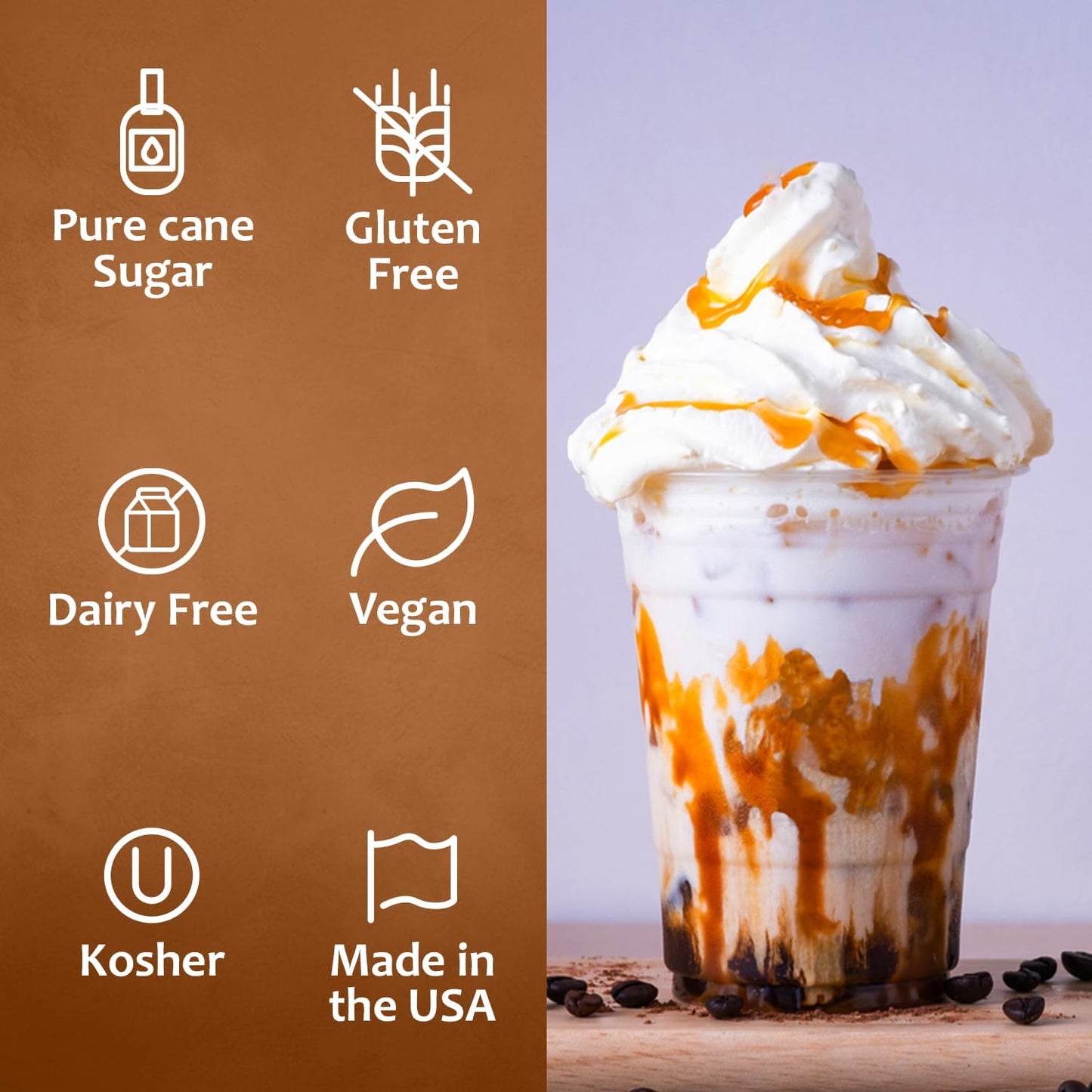 Syruvia SALTELLA Coffee Syrup Vanilla Salted Caramel - 25.4 fl oz Premium Coffee Flavoring Syrup - Kosher Syrups, Gluten Free, No Coloring, Perfect for Drinks, Soda, Shakes, Desserts, and More