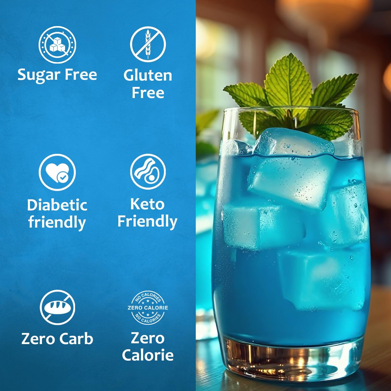 Syruvia Sugar-Free Blue Raspberry Flavored Syrup - 25.4 fl oz Premium Flavoring Syrup - 0 Calorie- Kosher Flavored Syrups, Gluten Free, Perfect for Drinks, Soda, Shakes, Cocktails, Desserts, and More
