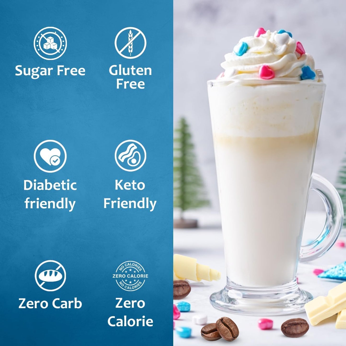 Syruvia Sugar-Free white chocolate mocha Coffee Syrup - 25.4 fl oz Premium Coffee Flavoring Syrup - 0 Calorie- Kosher Coffee Syrups, Gluten Free, Perfect for Drinks, Soda, Shakes, Desserts, and More.