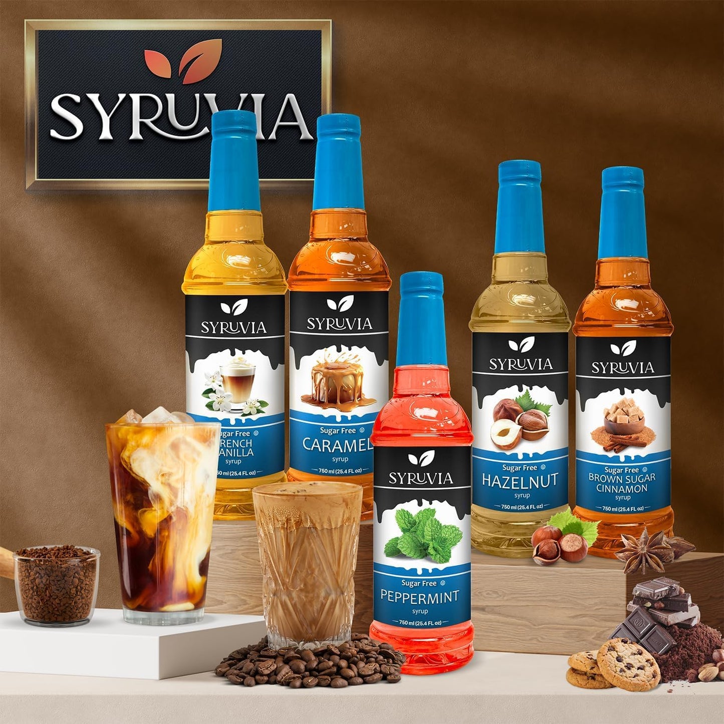 Syruvia Sugar-Free white chocolate mocha Coffee Syrup - 25.4 fl oz Premium Coffee Flavoring Syrup - 0 Calorie- Kosher Coffee Syrups, Gluten Free, Perfect for Drinks, Soda, Shakes, Desserts, and More.