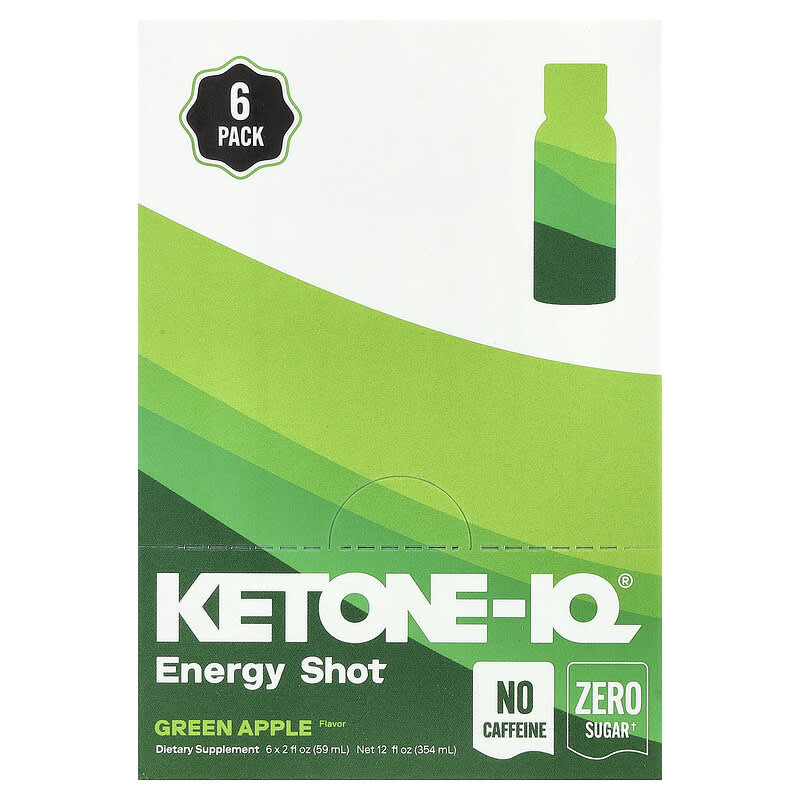 Ketone-IQ Caffeine-Free Shot, Green Apple 6 Bottles, 2 fl oz (59 ml) Each