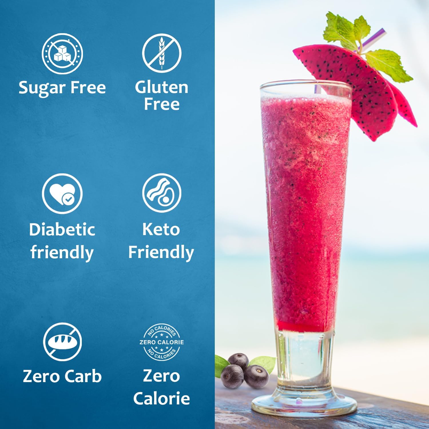 Syruvia Sugar-Free Dragon Fruit Acai Syrup - Kosher, Gluten Free Skinny Drink Perfect for Beverages & Desserts (25.4 fl oz)