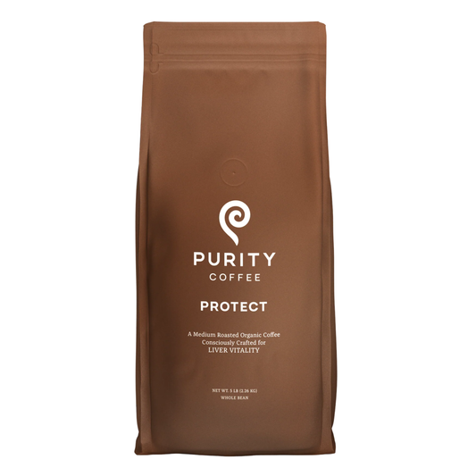 PURITY COFFEE PROTECT High Antioxidant Light-Medium Roast Whole Bean (2268g Bag) | Specialty-Grade USDA Organic Arabica Blend | Third Party Tested for Mold, Mycotoxins & Pesticides