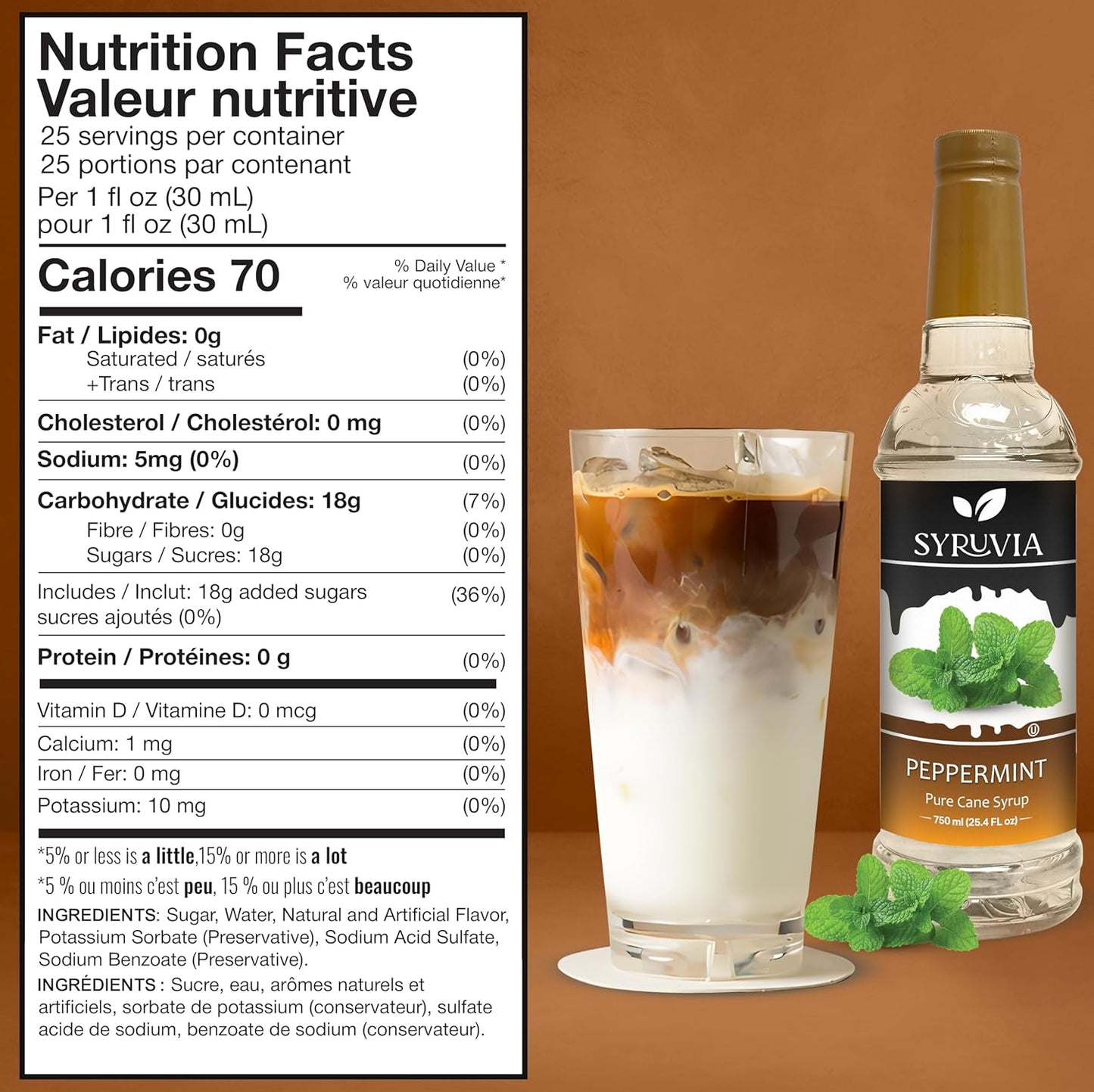 Syruvia Peppermint Coffee Syrup — 25.4 fl oz (750 ml)