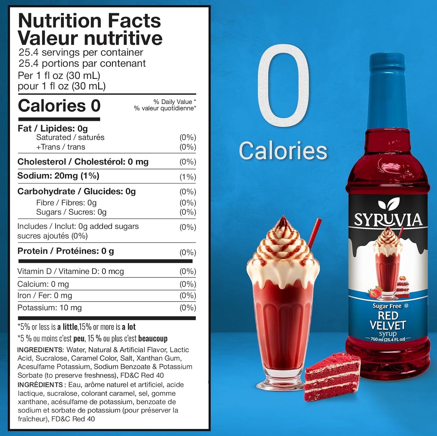 Syruvia Sugar-Free Red Velvet Coffee Syrup — 25.4 fl oz (750 ml)