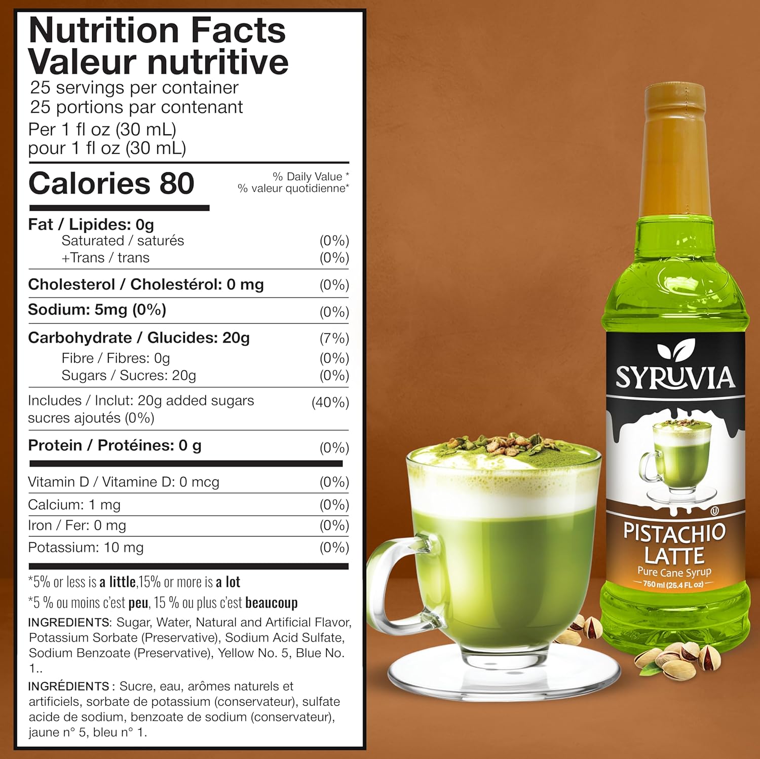 Syruvia Pistachio Latte Syrup — 25.4 fl oz (750 ml)