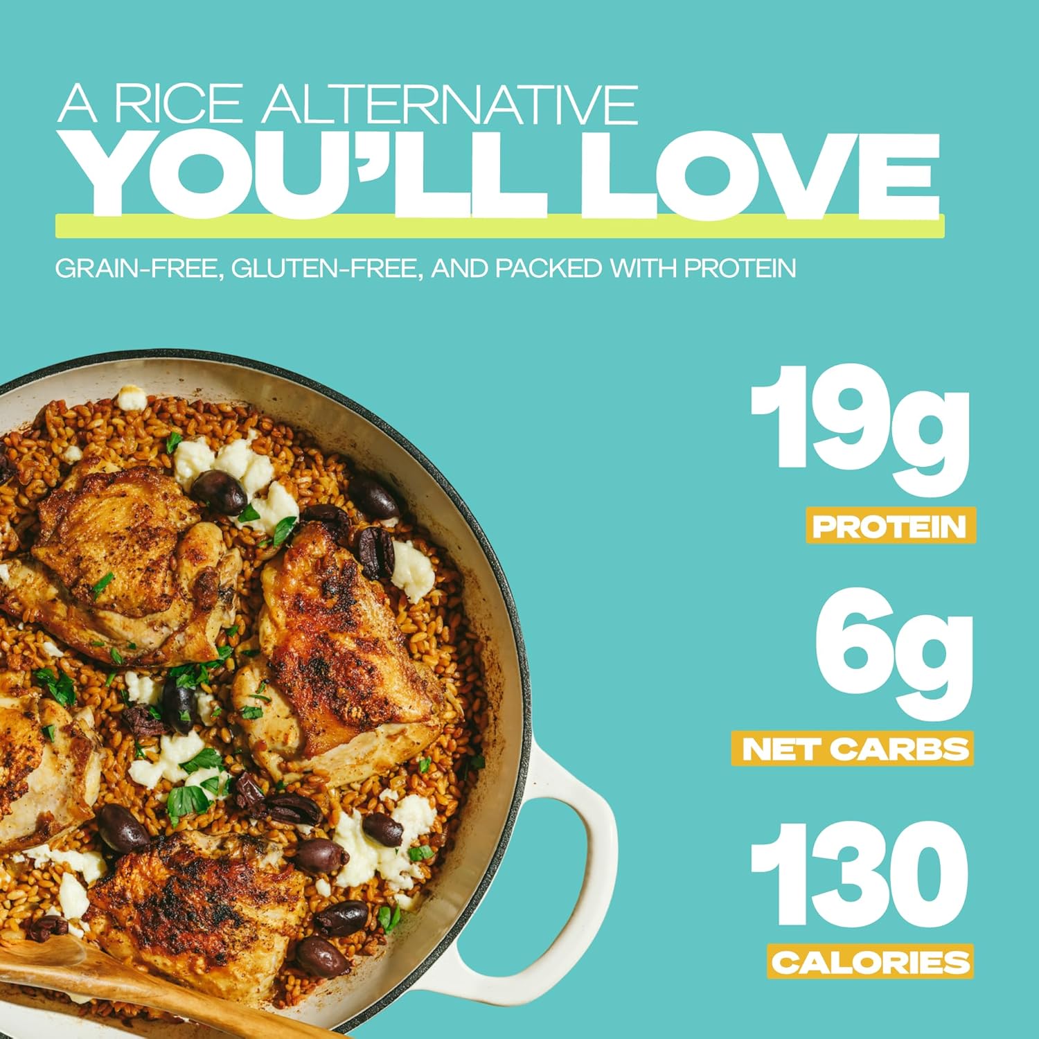 Kaizen Low Carb Keto Mediterranean Rice -High Protein (20g), Keto Friendly, Gluten-Free, Plant-Based, Made with High Fiber Lupin Flour - 8 ounces (Pack of 3)