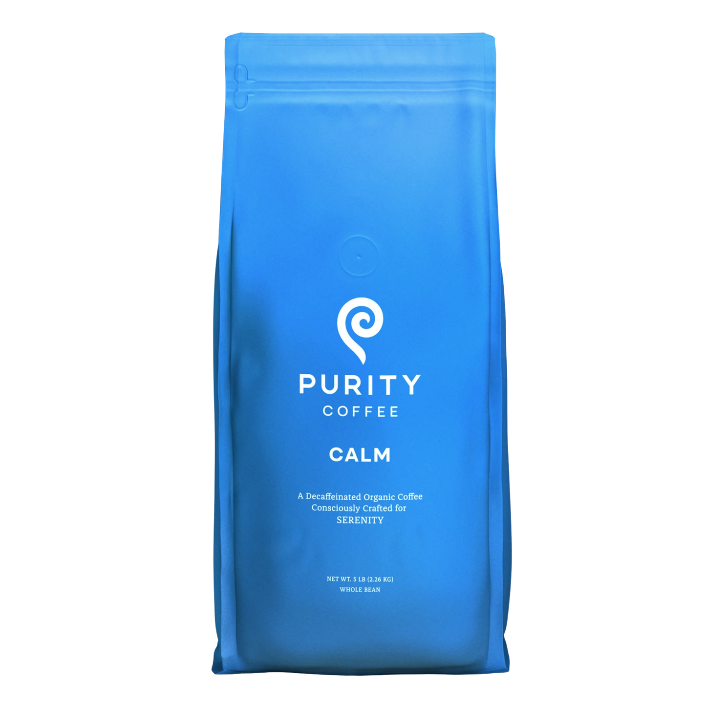 PURITY COFFEE CALM Decaf Medium Roast Whole Bean (2268g Bag) | Specialty-Grade USDA Organic Mountain Water Process Decaffeinated Blend | Third Party Tested for Mold, Mycotoxins & Pesticides