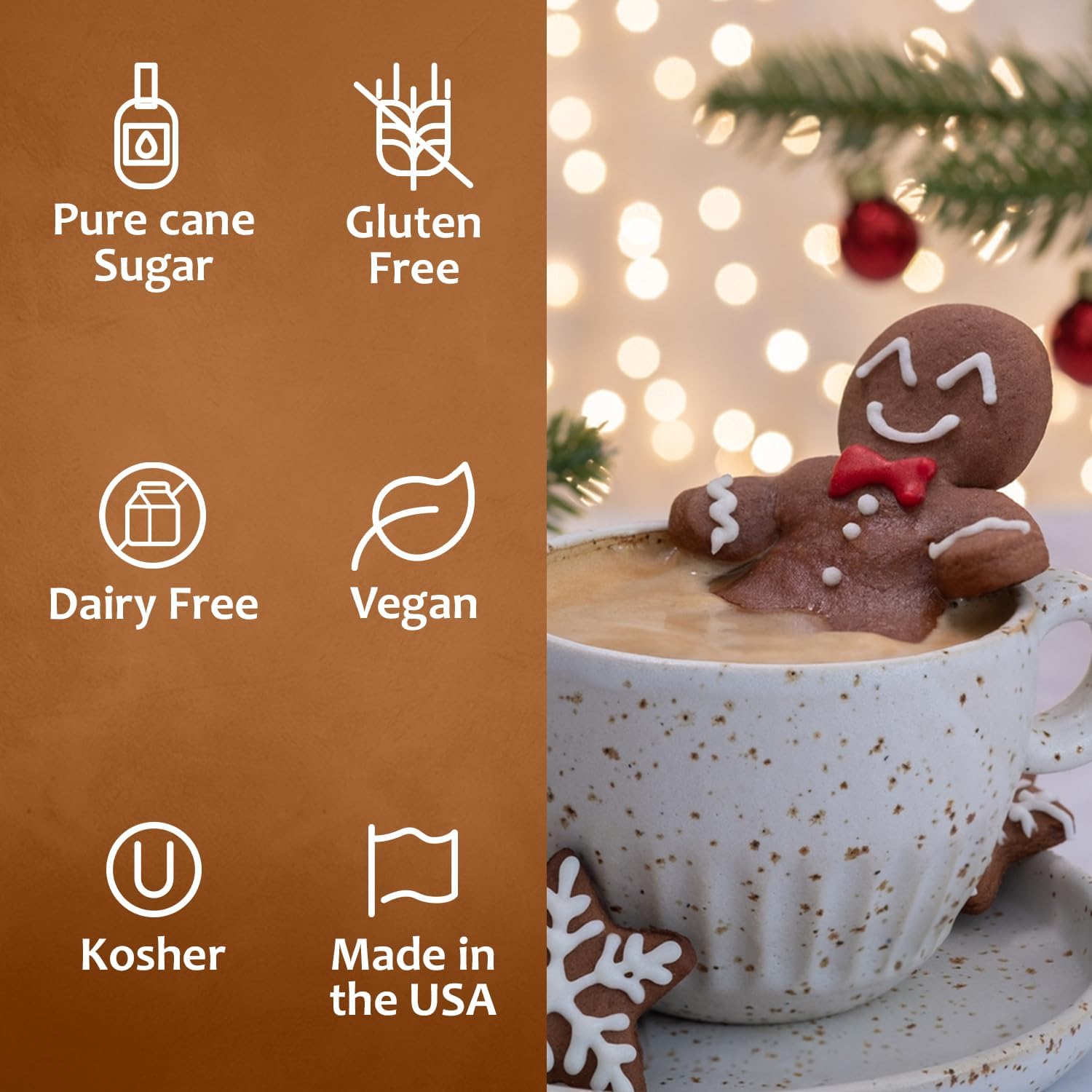 Syruvia Gingerbread Syrup – 25.4 fl oz Syrup for Coffee, Lattes, Shakes, Smoothies, Desserts – 100% Vegan, Gluten Free, Kosher. Perfect for use in Coffee, Cocktails and More.