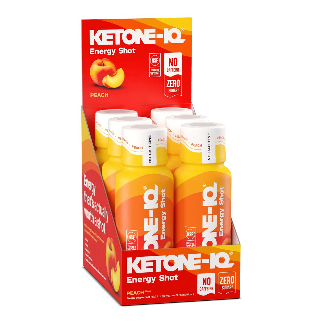 Ketone-IQ No Caffeine Shot, Peach, 6 Bottles, 2 fl oz (59 ml) Each
