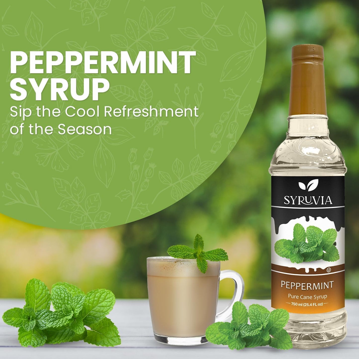Syruvia Peppermint Coffee Syrup — 25.4 fl oz (750 ml)