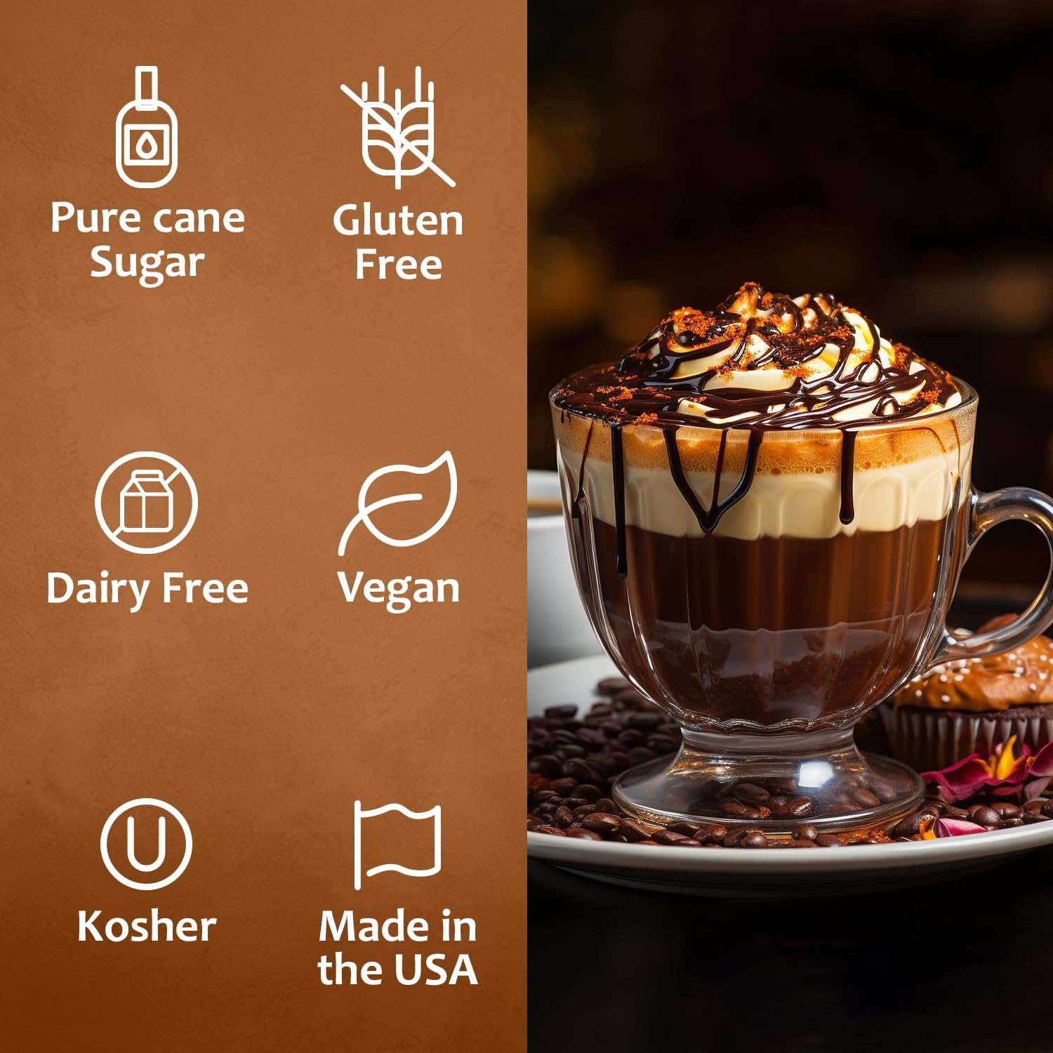 Syruvia Cupcake Coffee Syrup - 25.4 fl oz Premium Coffee Flavoring Syrup - Kosher Syrups, Gluten Free, No Coloring, Perfect for Drinks, Soda, Shakes, Desserts, and More.