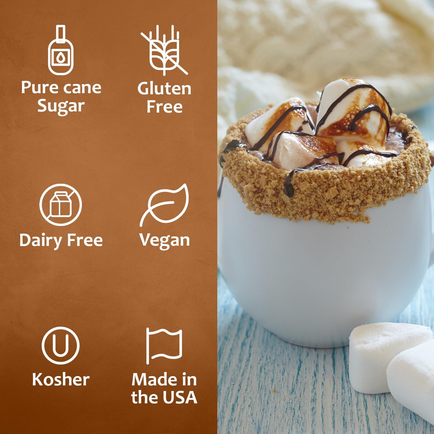 S’mores Syrup for Coffee, Sweet Coffee Flavoring, 25.4 fl oz, Kosher, Gluten Free, Perfect for Lattes, Smoothies, Shakes, Drinks, Desserts, and More