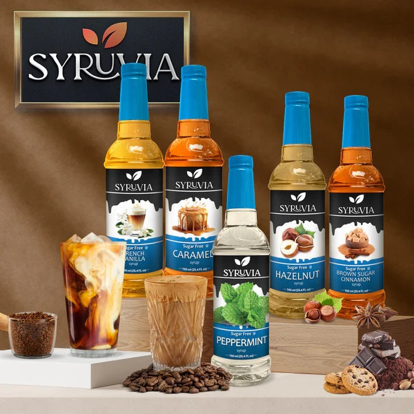 Syruvia Sugar-Free Lavender Syrup - 25.4 fl oz. Premium Coffee Flavoring Syrup. 0 Calories, Kosher, and Gluten-Free. Perfect for Drinks, Sodas, Shakes, Desserts, and More.