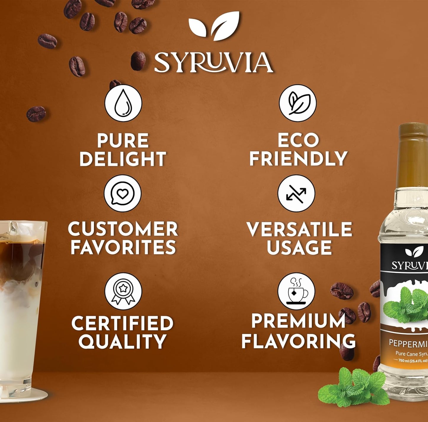 Syruvia Peppermint Coffee Syrup — 25.4 fl oz (750 ml)